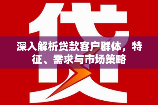 沾化深入解析贷款客户群体，特征、需求与市场策略
