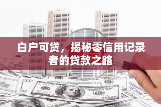 沾化白户可贷，揭秘零信用记录者的贷款之路